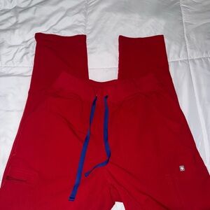 FIGS winning red yola high waisted skinny scrub pants
